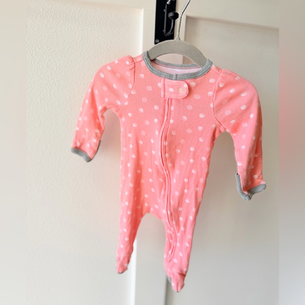 Cloud Island™ Baby Girls’ Peach Polka Dot Footed Pajamas